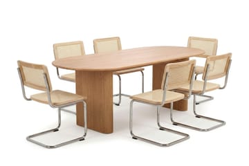 Noira spisegruppe rektangulær 220 cm eik med 6 Build spisestoler - Eik - Møbler - Bord - Spisegrupper