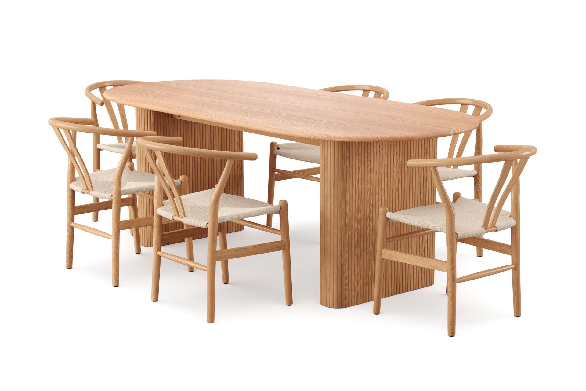 Noira spisegruppe rektangulær 220 cm eik med 6 Dastoori spisestoler - Eik