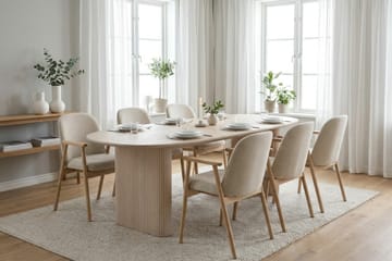 Noira spisegruppe rektangulær 220 cm hvitlasert med 6 Reciclar spisestoler - Hvitlasert - Møbler - Bord - Spisegrupper