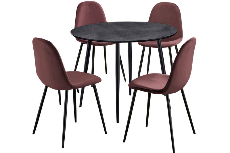 Oktoos Spisegruppe 100 cm - Dusrosa/Svart - Møbler - Bord - Spisegrupper
