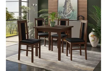 Patrickswell kvadratisk spisegruppe 80x80 cm – Spisebord med 4 spisestoler i tre med polstret rygg - Mørkebrun|Svart - Møbler - Bord - Spisegrupper