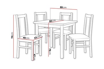 Patrickswell kvadratisk spisegruppe 80x80 cm – Spisebord med 4 spisestoler i tre med polstret rygg - Mørkebrun|Brun - Møbler - Bord - Spisegrupper