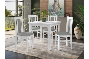 Patrickswell kvadratisk spisegruppe 80x80 cm – Spisebord med 4 spisestoler i tre med polstret rygg - Hvit|Grå - Møbler - Bord - Spisegrupper