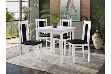 Patrickswell kvadratisk spisegruppe 80x80 cm – Spisebord med 4 spisestoler i tre med polstret rygg - Hvit|Svart - Møbler - Bord - Spisegrupper