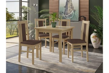 Patrickswell kvadratisk spisegruppe 80x80 cm – Spisebord med 4 spisestoler i tre med polstret rygg - Natur|Brun - Møbler - Bord - Spisegrupper