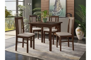 Patrickswell kvadratisk spisegruppe 80x80 cm – Spisebord med 4 spisestoler i tre med polstret rygg - Mørkebrun|Beige - Møbler - Bord - Spisegrupper