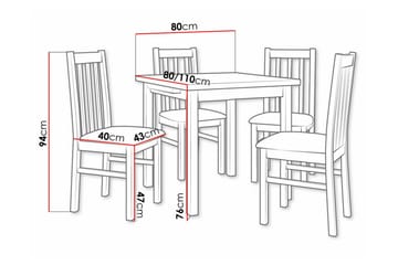 Patrickswell kvadratisk uttrekkbar spisegruppe 80–110 cm – Spisebord med 4 spisestoler i tre med høy spilerygg - Natur|Olivengrønn - Møbler - Bord - Spisegrupper
