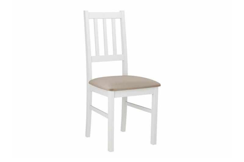Patrickswell kvadratisk uttrekkbar spisegruppe 80–110 cm – Spisebord med 4 spisestoler i tre med spilerygg - Hvit|Beige - Møbler - Bord - Spisegrupper