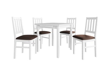 Patrickswell kvadratisk uttrekkbar spisegruppe 80–110 cm – Spisebord med 4 spisestoler i tre med spilerygg - Hvit|Brun - Møbler - Bord - Spisegrupper