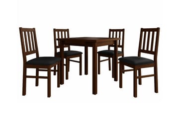 Patrickswell kvadratisk uttrekkbar spisegruppe 80–110 cm – Spisebord med 4 spisestoler i tre med spilerygg - Mørkebrun|Svart - Møbler - Bord - Spisegrupper