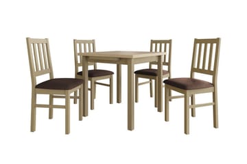 Patrickswell kvadratisk uttrekkbar spisegruppe 80–110 cm – Spisebord med 4 spisestoler i tre med spilerygg - Natur|Brun - Møbler - Bord - Spisegrupper