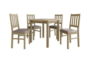 Patrickswell kvadratisk uttrekkbar spisegruppe 80–110 cm – Spisebord med 4 spisestoler i tre med spilerygg - Natur|Gråbrun - Møbler - Bord - Spisegrupper