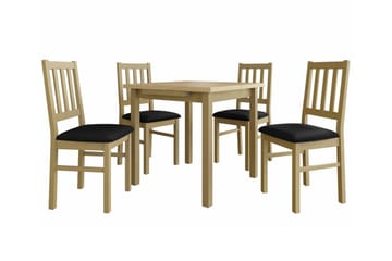 Patrickswell kvadratisk uttrekkbar spisegruppe 80–110 cm – Spisebord med 4 spisestoler i tre med spilerygg - Natur|Svart - Møbler - Bord - Spisegrupper