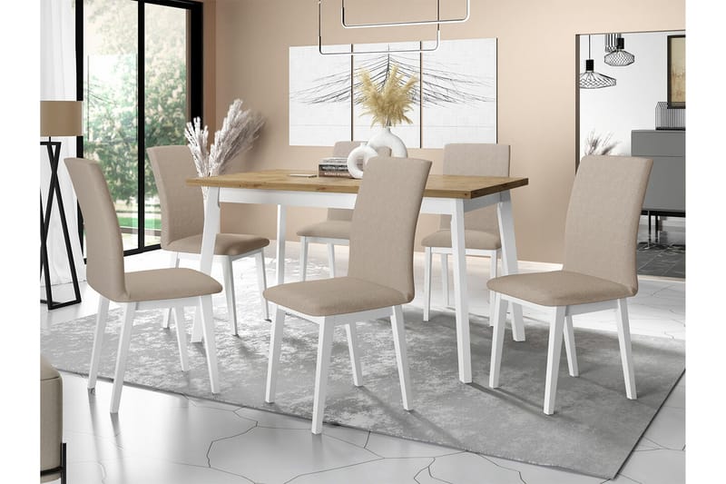 Patrickswell Spisegruppe - Beige/Hvit - Møbler - Bord - Spisegrupper