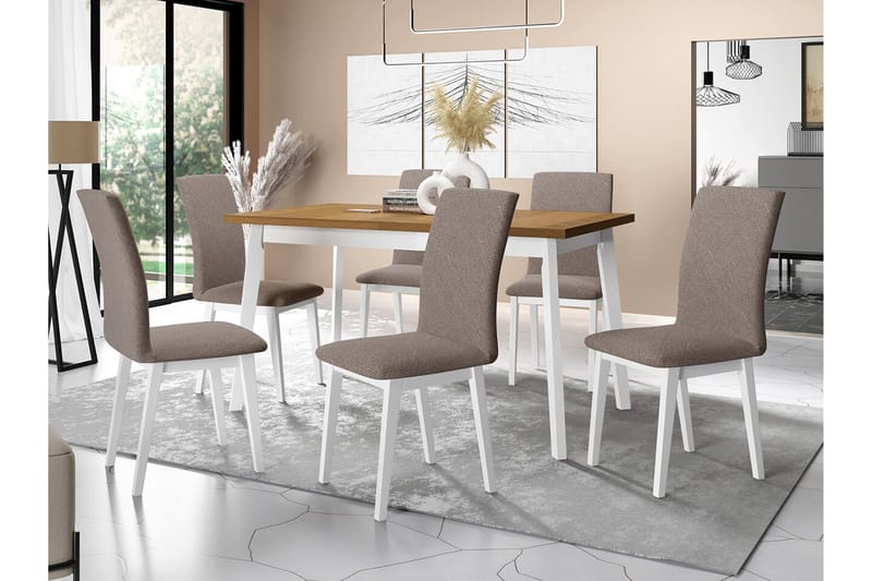 Patrickswell Spisegruppe - Beige/Hvit - Møbler - Bord - Spisegrupper