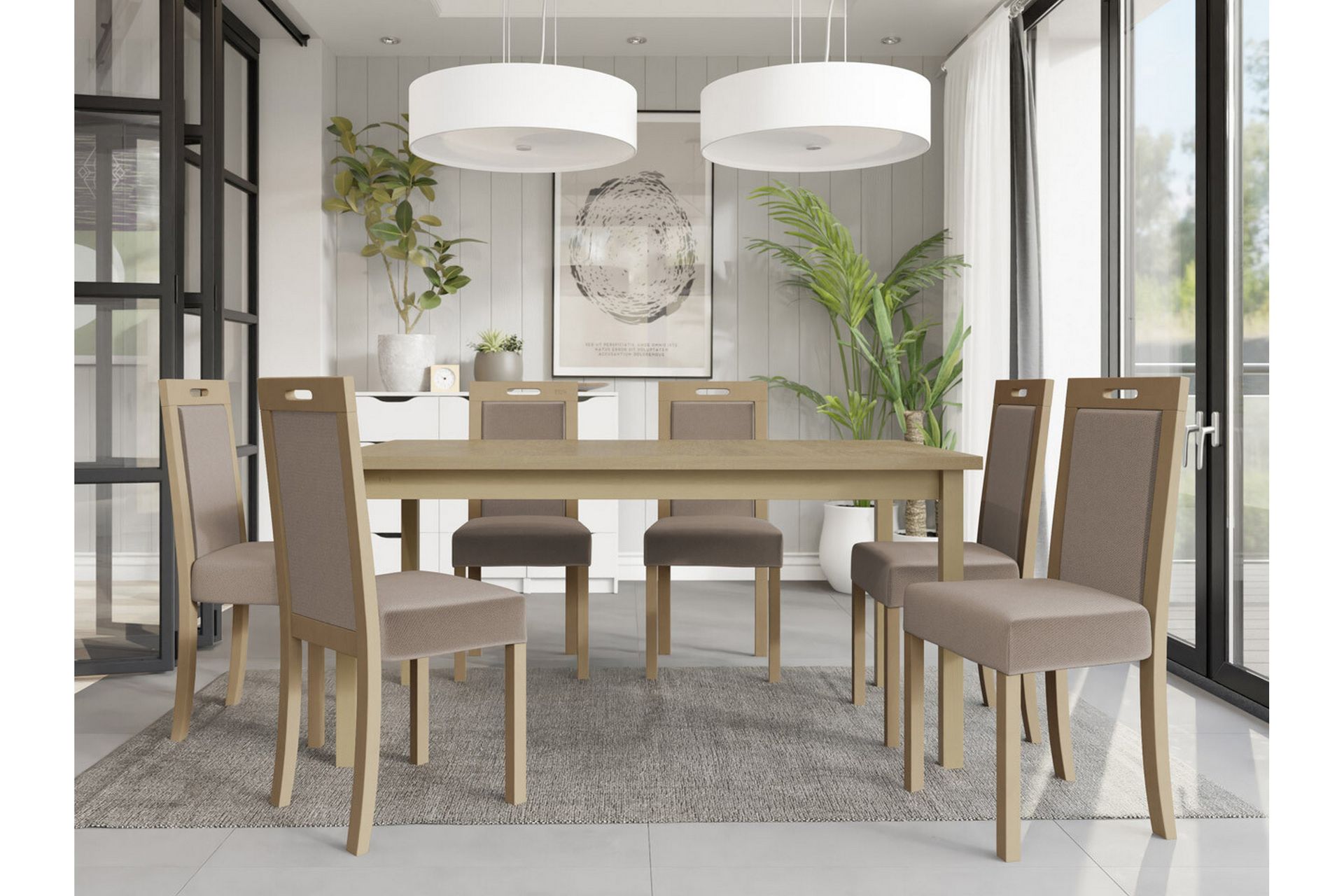 Patrickswell Spisegruppe - Beige/Tre - Møbler - Bord - Spisegrupper