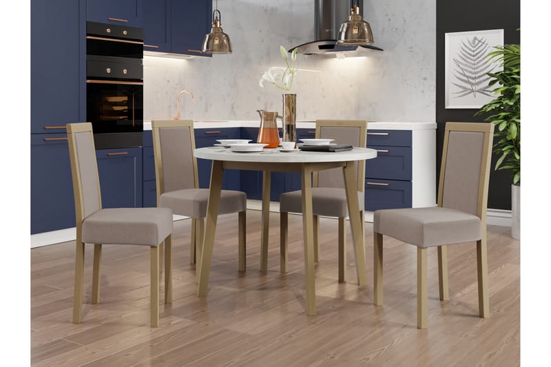 Patrickswell Spisegruppe - Beige/Tre/Brun - Møbler - Bord - Spisegrupper