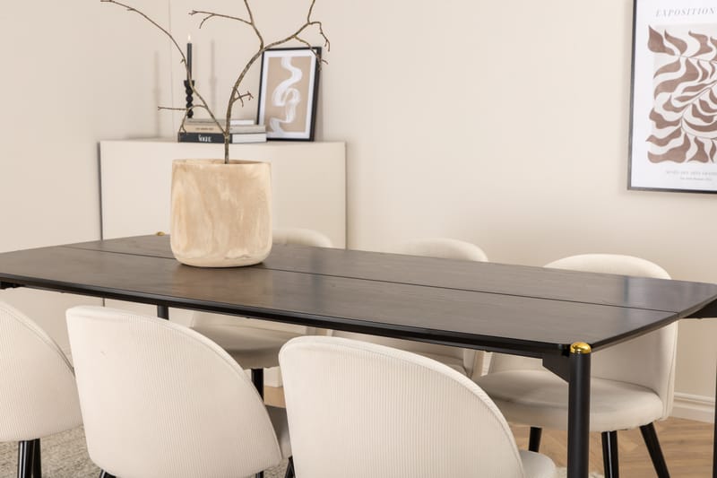 Pelle spisebord med 6 Fløyel Spisestol - Spisegrupper