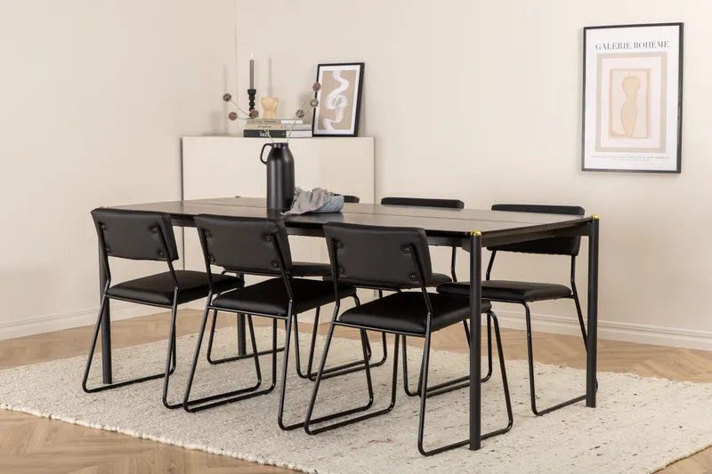 Pelle spisebord med 6 Kenth Spisestol, undefined