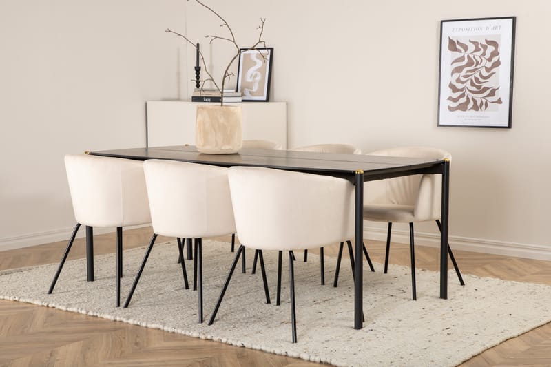 Pelle Spisebord med 6stk Berit Spisestol - Møbler - Bord - Spisegrupper