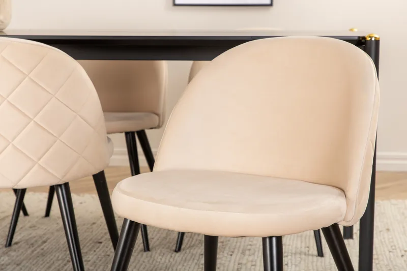 Pelle Spisebord med 6stk Velvet Spisestol - Møbler - Bord - Spisegrupper