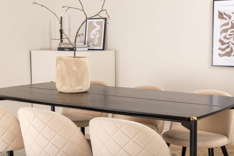 Pelle Spisebord med 6stk Velvet Spisestol - Møbler - Bord - Spisegrupper