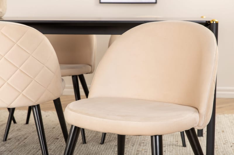 Pelle Spisebord med 6stk Velvet Spisestol - Møbler - Bord - Spisegrupper