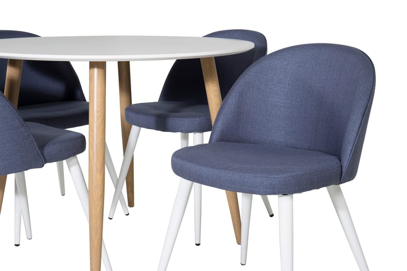 Pelle Spisegruppe 100 cm Rund inkl. 4 Sedavi Stoler - Hvit/Natur/Svart - Møbler - Bord - Spisegrupper