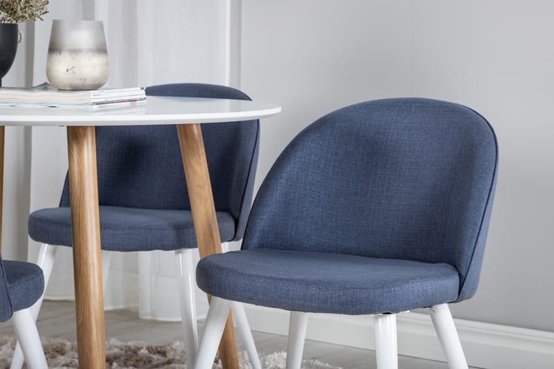 Pelle Spisegruppe 100 cm Rund inkl. 4 Sedavi Stoler - Hvit/Natur/Svart - Møbler - Bord - Spisegrupper