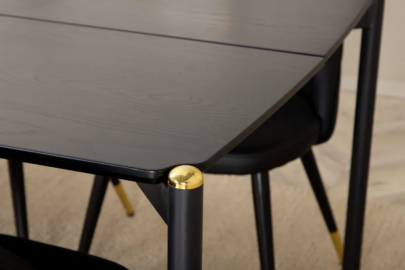 Pelle Spisegruppe 190 cm inkl. 6 Valera Stoler - Svart/Messing - Møbler - Bord - Spisegrupper