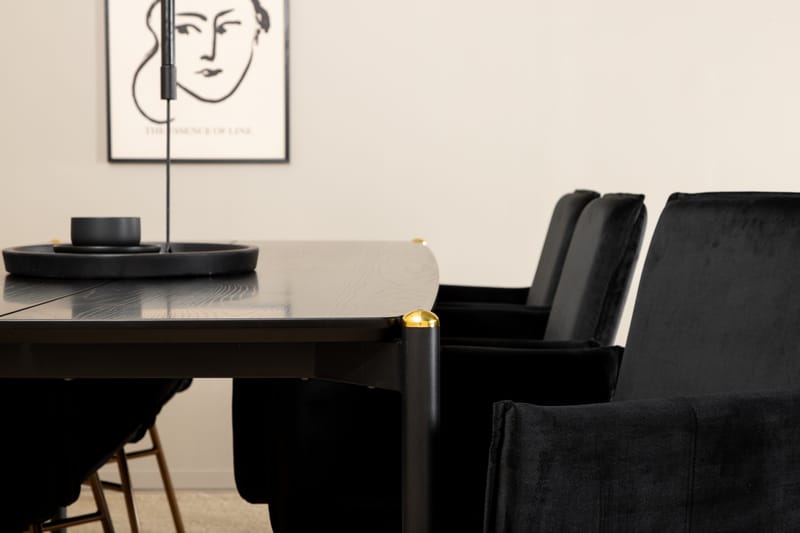 Pelle Spisegruppe 190 cm inkl. 6 Pipi Stoler - Svart/Kobber - Møbler - Bord - Spisegrupper