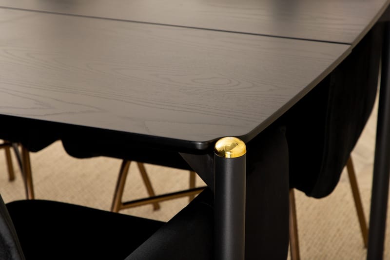 Pelle Spisegruppe 190 cm inkl. 6 Pipi Stoler - Svart/Kobber - Møbler - Bord - Spisegrupper