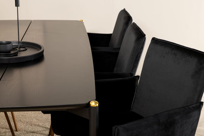 Pelle Spisegruppe 190 cm inkl. 6 Pipi Stoler - Svart/Kobber - Møbler - Bord - Spisegrupper