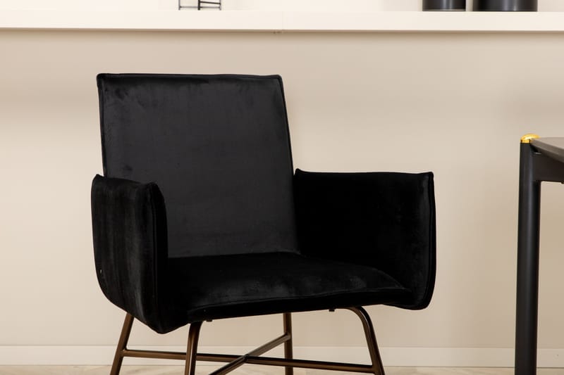 Pelle Spisegruppe 190 cm inkl. 6 Pipi Stoler - Svart/Kobber - Møbler - Bord - Spisegrupper