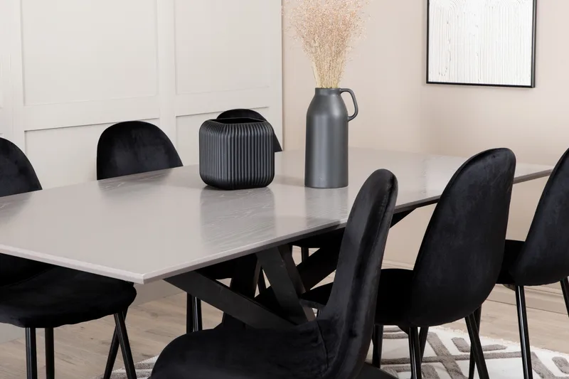 Penny Spisegruppe 190 cm inkl. 6 Pontus Stoler - Grå/Svart - Møbler - Bord - Spisegrupper