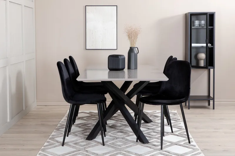 Penny Spisegruppe 190 cm inkl. 6 Pontus Stoler - Grå/Svart - Møbler - Bord - Spisegrupper