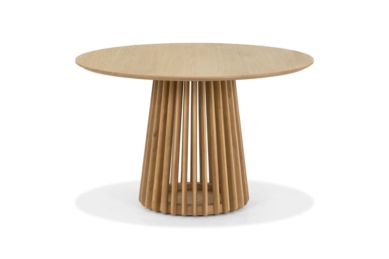 Peyra Spisebord 120 cm Rundt Ek med 4 st Edena Spisestoler - Natur - Møbler - Bord - Spisegrupper