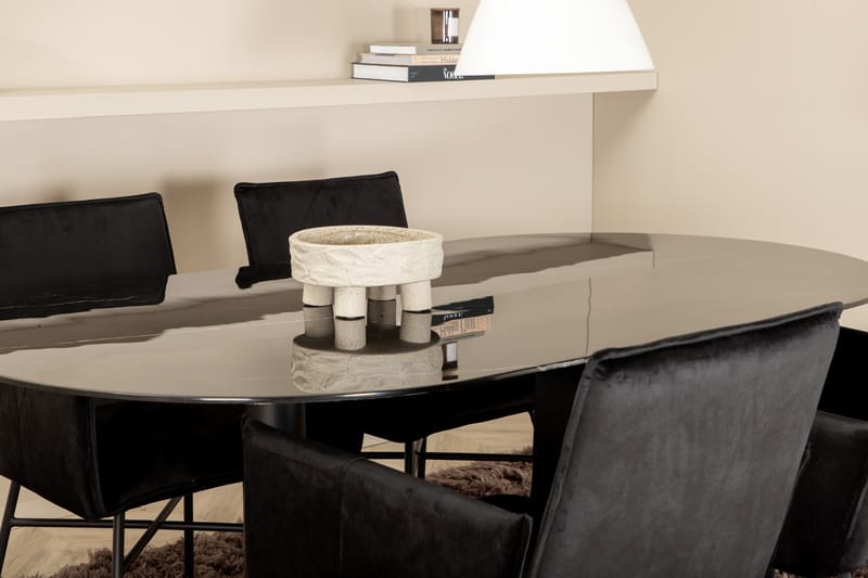 Pillan Spisegruppe 180 cm Oval inkl. 4 Pipi Stoler - Svart - Møbler - Bord - Spisegrupper