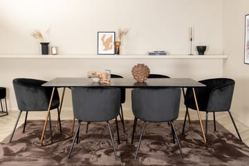 Pipi Spisegruppe 190 cm inkl. 6 Berita Stoler - Svart/Kobber - Møbler - Bord - Spisegrupper