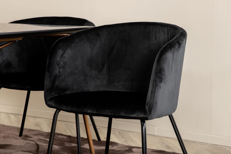 Pipi Spisegruppe 190 cm inkl. 6 Berita Stoler - Svart/Kobber - Møbler - Bord - Spisegrupper