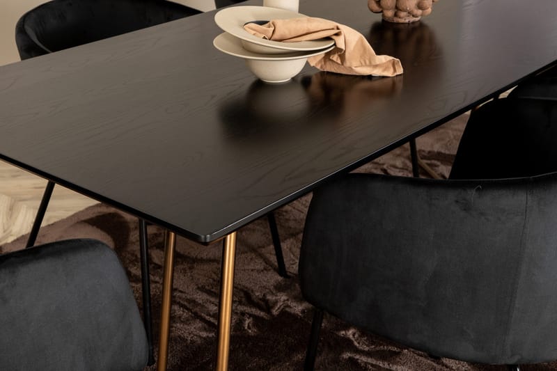 Pipi Spisegruppe 190 cm inkl. 6 Berita Stoler - Svart/Kobber - Møbler - Bord - Spisegrupper