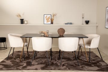 Pipi Spisegruppe 190 cm inkl. 6 Berita Stoler - Svart/Kobber/Beige - Møbler - Bord - Spisegrupper