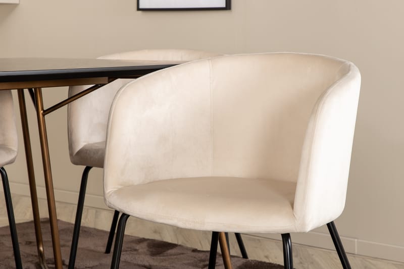 Pipi Spisegruppe 190 cm inkl. 6 Berita Stoler - Svart/Kobber/Beige - Møbler - Bord - Spisegrupper