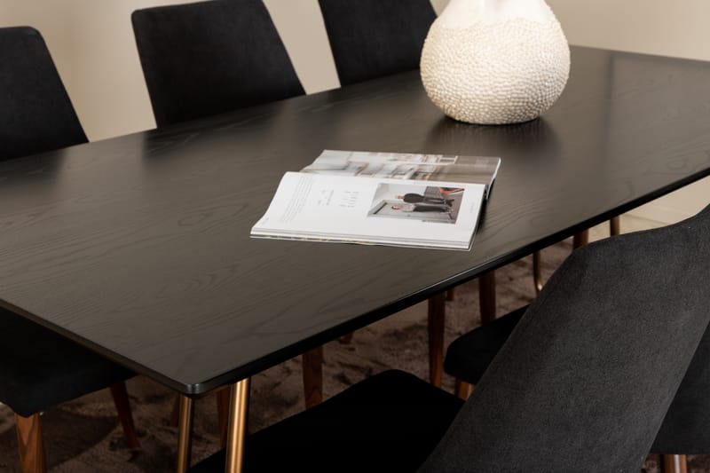 Pipi Spisegruppe 190 cm inkl. 6 Campomar Stoler - Svart/Kobber/Brun - Møbler - Bord - Spisegrupper