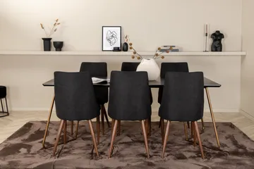Pipi Spisegruppe 190 cm inkl. 6 Campomar Stoler - Svart/Kobber/Brun - Møbler - Bord - Spisegrupper