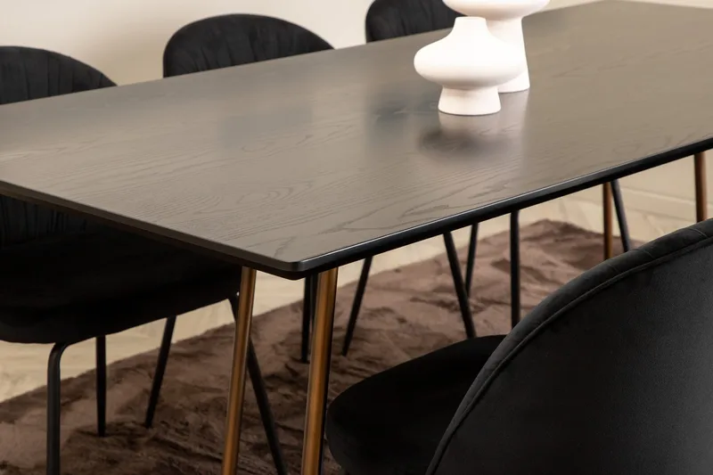 Pipi Spisegruppe 190 cm inkl. 6 Foyos Stoler - Svart/Kobber - Møbler - Bord - Spisegrupper