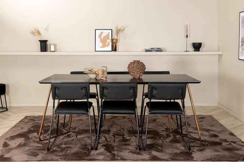 Pipi Spisegruppe 190 cm inkl. 6 Kenth Stoler - Svart/Kobber - Møbler - Bord - Spisegrupper