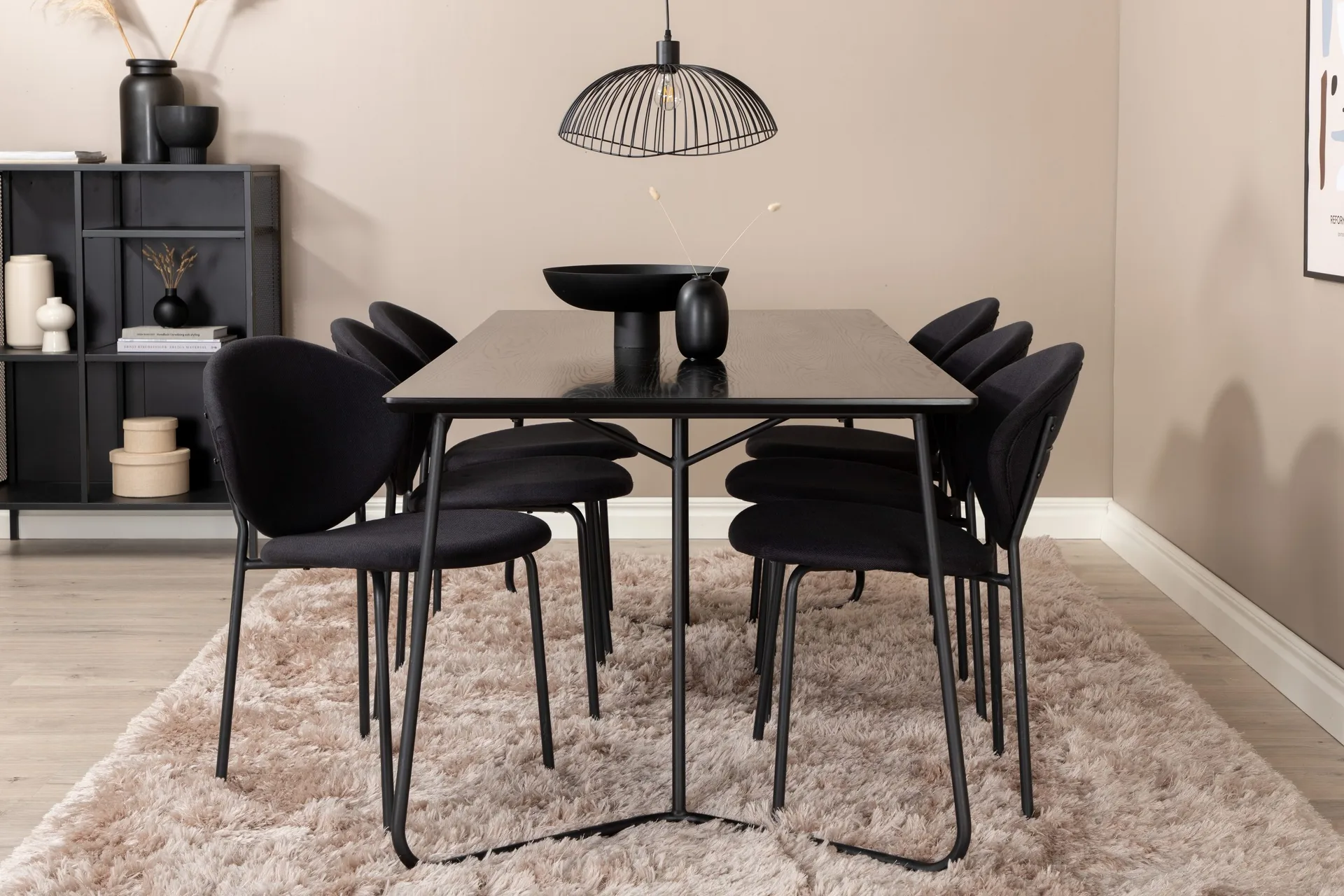 Pipi Spisegruppe 190 cm inkl. 6 Moncoll Stoler - Svart