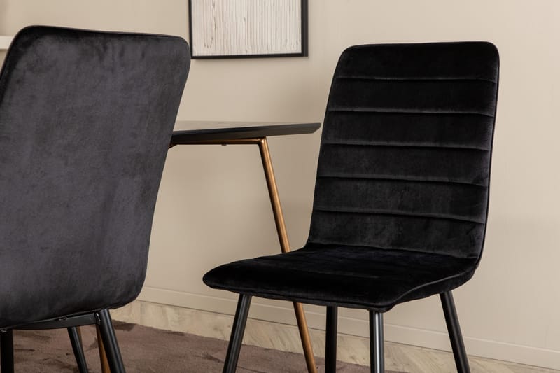 Pipi Spisegruppe 190 cm inkl. 6 Robin Fløyelsstoler - Svart/Kobber - Møbler - Bord - Spisegrupper