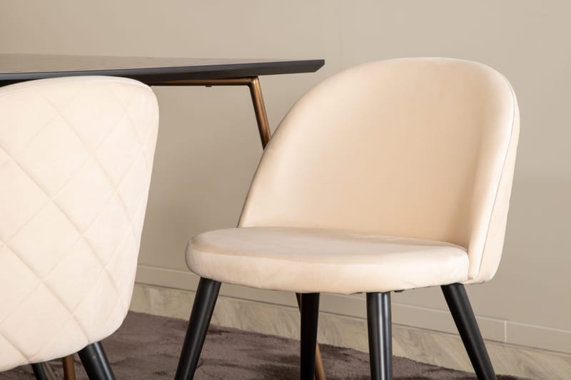 Pipi Spisegruppe 190 cm inkl. 6 Velvets Stoler - Svart/Kobber - Møbler - Bord - Spisegrupper